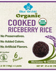 Organic Cooked Thai Riceberry Rice  Steamed Rice Microwaveable Pouch from Thailand  Superfood Healthy Ready to Eat 6 x 46 oz Riceberry 6 Pouch