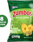 Zambos Plantain Chips Salsa Verde, Crunchy Premium Plantain Chips, 8 Pack 2.47 Ounce