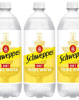 Schweppes Diet Tonic Water 1 Liter Bottles Pack of 3