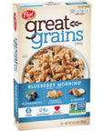 Post Great Grains Blueberry Morning Breakfast Cereal, Non GMO Project Verified, Heart Healthy, Low Fat, Whole Grain Cereal 13.5 Ounce (Pack of 4)