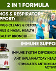 Lung Health & Immune Support Supplement - Lung Cleanse and Detox With Immunity Vitamins For Better Lungs, Immune Defense, Clear Lungs & Deep Breathing Including Quercetin & Cordyceps.Two Months Supply