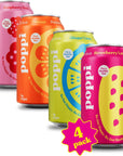 POPPI Sparkling Prebiotic Soda Beverages wApple Cider Vinegar Seltzer Water  Fruit Juice 12oz 4 Pack