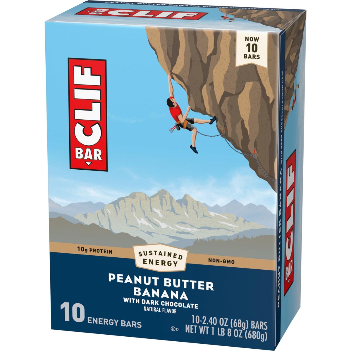 Clif Bar  Peanut Butter Banana with Dark Chocolate Flavor  Made with Organic Oats  10g Protein  NonGMO  Plant Based  Energy Bars  24 oz 10 Pack