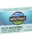 Wild Planet Skinless Boneless Mackerel Fillets in Organic Extra Virgin Olive Oil Tinned Fish Sustainably Caught NonGMO Kosher Gluten Free Keto and Paleo 44 Ounce Single Unit