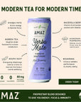 AMAZ Organic Sparkling Yerba Mate Tea with Adaptogens  Natural Energy Focus  Immunity  Plantbased  Zero Calories  Zero Sugar  Vegan  Sweetened with Monk Fruit  80mg Organic Caffeine  Sustainably Sourced from Regenerative Agroforestry Acai Blueberry