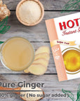 HOTTA Instant 100 Ginger Drink Powder No Sugar Soothes Throat Caffeine Free Easy to Brew Drink Like a Tea Hot or Cold Tea Real Asian Ginger 10 Sachets