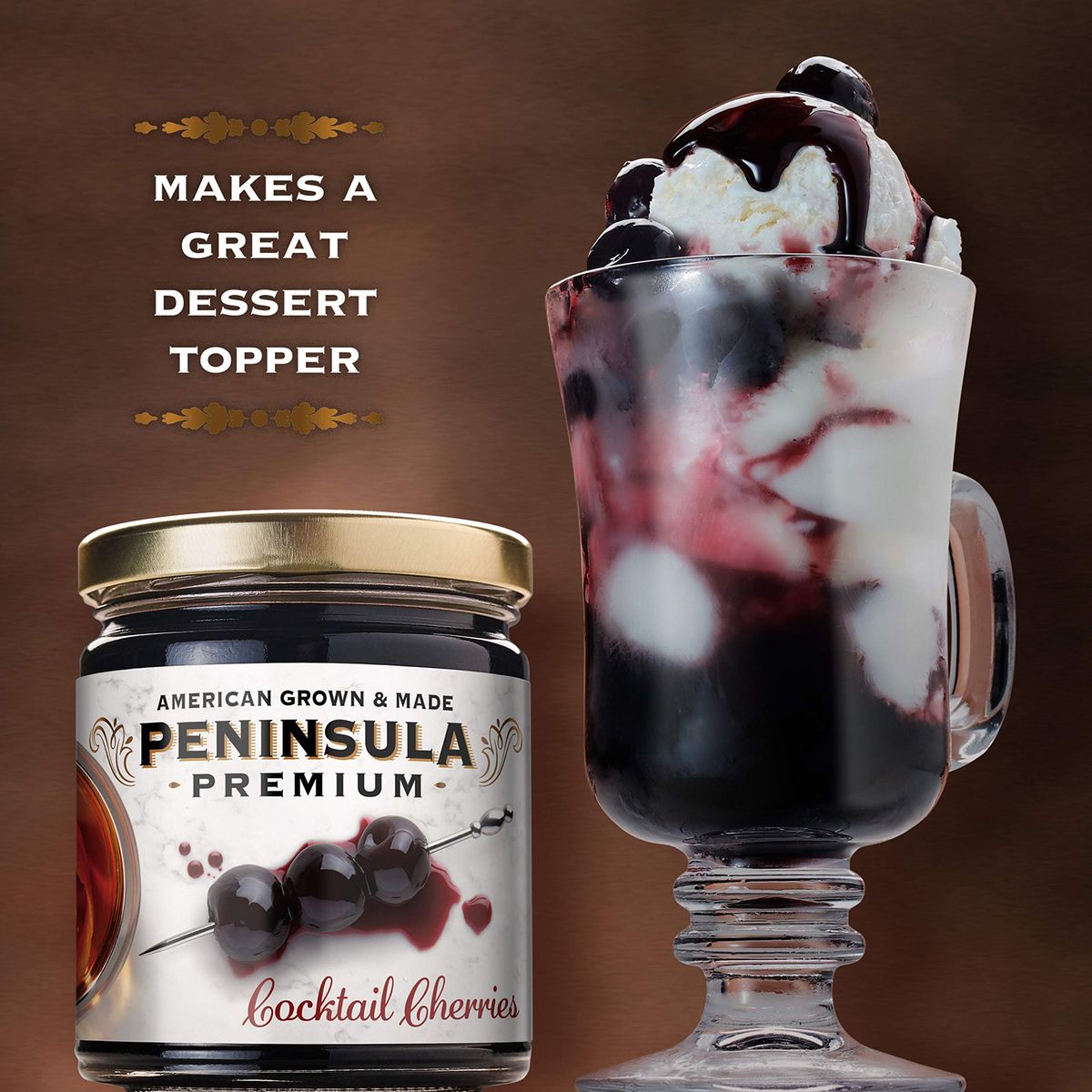 Peninsula Premium Cocktail Cherries  Award Winning  Deep BurgundyRed  Silky Smooth Rich Syrup  Luxe Fruit Forward SweetTart Flavor  American Grown  Made 105 oz 3Pack