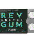 Rev Gum Caffeine Energy Gum  Extra Strength 100mg of Caffeine per Gem  Spearmint Sugar Free Caffeine Gum  Low Calorie Chews to Help You Stay Alert Awake and Focused  Mint Chewing Gum  12 Packs