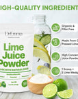 DrEmma  Lime Juice Powder  Organic Limes  Hand Picked Energy Water Enhancer Food Beverages Cooking Baking Cocktails Vitamins Electrolytes Hydration Dehydrated Zesty Lime Flavor 106 Oz