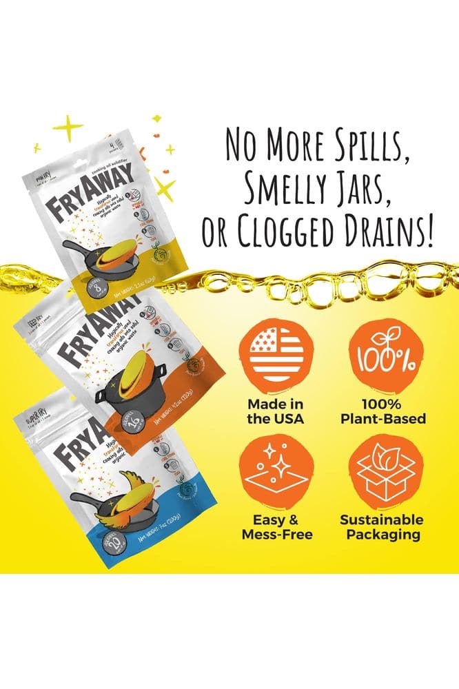 FryAway Deep Fry Cooking Oil Solidifier, Solidifies up to 16 Cups - Plant-Based Fry Away Powder, Hardener that Turns Used Oil to Hard Oil and Organic Waste - Easy to Use, Made in the USA