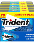 Trident Original Sugar Free Gum 6 Pocket Packs of 28 Pieces 168 Total Pieces28 Count Pack of 6