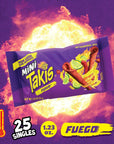 Takis Fuego Mini 25 pc / 1.23 oz Bite Size Multipack, Hot Chili Pepper & Lime Flavored Extreme Spicy Rolled Tortilla Chips