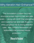 ResVitále Keratin Hair Enhance - Keratin Supplement for Hair Growth - 60 Capsules