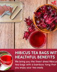 FreshDrinkUS Premium 60 Hibiscus Flowers Tea Bags 100 Natural Pure from Hibiscus Flowers Loose Flower Hibiscus Herbal Tea Hibiscus Flower Tea No Sugar No Caffeine No Gluten Vegan