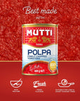 Mutti Crushed Tomatoes Polpa 14 oz  12 Pack  Italys 1 Brand of Tomatoes  Fresh Taste for Cooking  Canned Tomatoes  Vegan Friendly  Gluten Free  No Additives or Preservatives