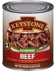 Keystone Meats All Natural Canned Beef 28 Ounce Long Term Shelf Life Emergency Survival Food Canned Meat  Fully Cooked Ready to Eat  No Water Added  Gluten Free No Carbs Family Pack of 4