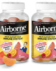 Airborne 750mg Vitamin C Gummies For Adults, Immune Support Gummies With Powerful Antioxidants Vit C & E - (2x63 count bottle), Assorted Fruit Flavor