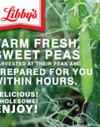 Libbys Sweet Peas  Deliciously Sweet  Nutty Flavor  Tender  Succulent  Creamy Smooth  Grown  Made in the USA 85 oz Pack of 12