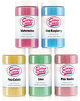 Cotton Candy Express Floss Sugar Variety Pack 5  11oz Plastic Jars of Lime Watermelon Pina Colada Blue Raspberry Pink Vanilla Flossing Sugars Use with Cotton Candy Express countertop machine