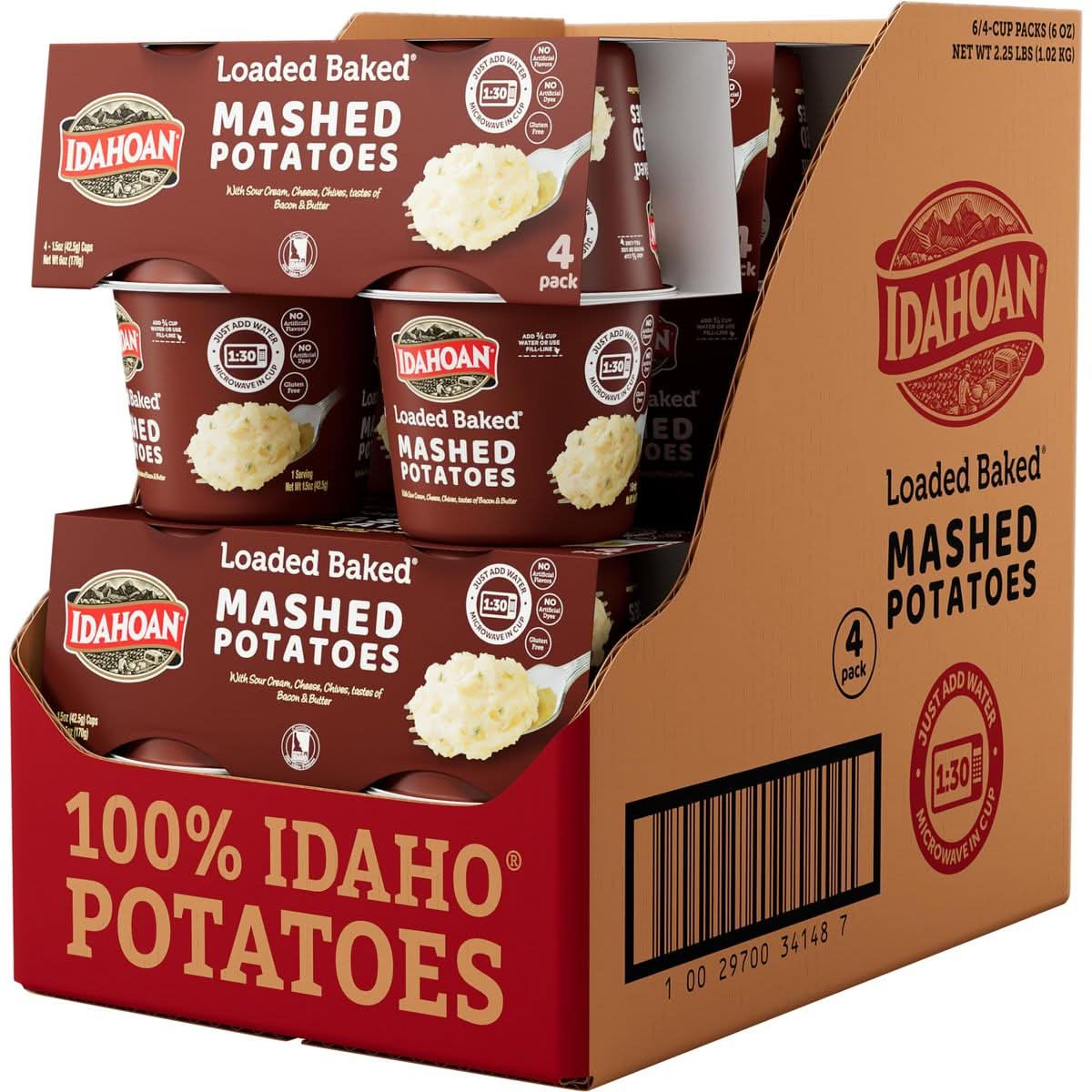 Idahoan Loaded Baked Mashed Potatoes Cup 4pack 6 oz Pack of 6