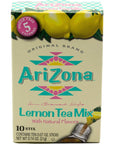 Arizona Lemon Iced Tea Stix SugarFree 10 Count Box Pack of 1 Low Calorie Single Serving Drink Powder Packets Just Add Water for a Deliciously Refreshing Iced Tea Beverage