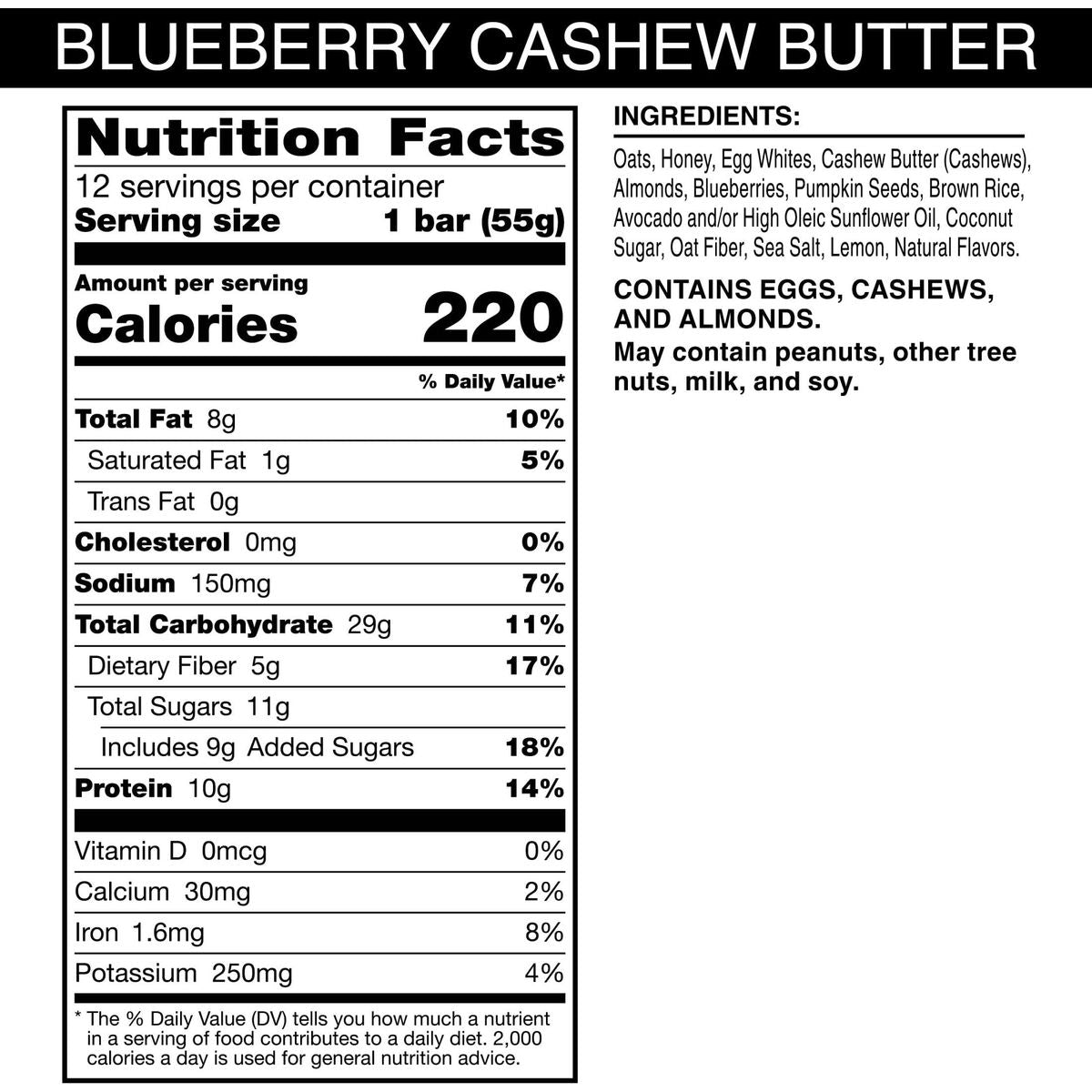 RXBAR Nut Butter and Oat Protein Bars Protein Snacks Snack Bars Blueberry Cashew Butter 232oz Box 12 Bars