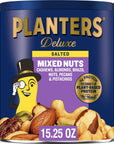 PLANTERS Deluxe Salted Mixed Nuts Party Snacks PlantBased Protein 1525oz 1 Canister