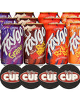 Faygo 4 Flavor Soda Pop Variety Grape Old Fashioned Root Beer Rock  Rye Orange Pack of 12 with By The Cup Coasters