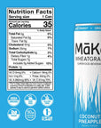 MAKA Wheatgrass Yerba Mate Tea Organic Sparking Beverage Coconut Pineapple 12 Fl Oz Pack of 12 90mg Caffeine Energy