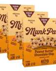 Munk Pack Chewy Granola Bar, Peanut Butter Chocolate Chip | 1g Sugar, 5g Protein, Low Carb & Keto | Gluten Free, Grain Free, Plant Based, Zero Added Sugar | Breakfast & Snack Bars | 12 Count