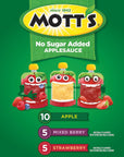 Mott's No Sugar Added Applesauce Variety Pack, 3.2 Oz Clear Pouches, 20 pack