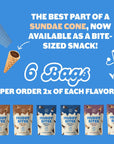 Muddy Bites Waffle Cone Snacks Bite Sized Chocolate Filled Cones for Snack or Dessert Milk Chocolate Dark Chocolate Cookies  Cream Made with Cane Sugar NonGMO Kosher Variety Pack 6 Bags