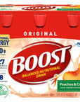 Boost Original Balanced Nutritional Drink Nutritional Energy with Protein and Vitamins  Minerals Peaches  Creme 6 Count Pack of 2