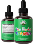 Kids Vitamins From Herbs. Liquid Kids Herbal Multivitamin. No Bitter Taste. Sugar Free 14-in-1 Vegan Supplement Drops For Toddlers, Kids, Children, Teens. Mixed In Water Kids Won't Even Taste It