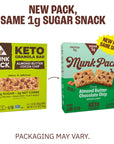 Munk Pack Chewy Granola Bar, Almond Butter Chocolate Chip | 1g Sugar, 5g Protein, Low Carb & Keto | Gluten Free, Grain Free, Plant Based, Zero Added Sugar | Breakfast & Snack Bars | 12 Count