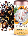 Pinky Up Island Fire Loose Leaf Iced Tea black tea blend with fruit 4060 mg caffeine naturally low calorie 40 ounce tin 25 servings