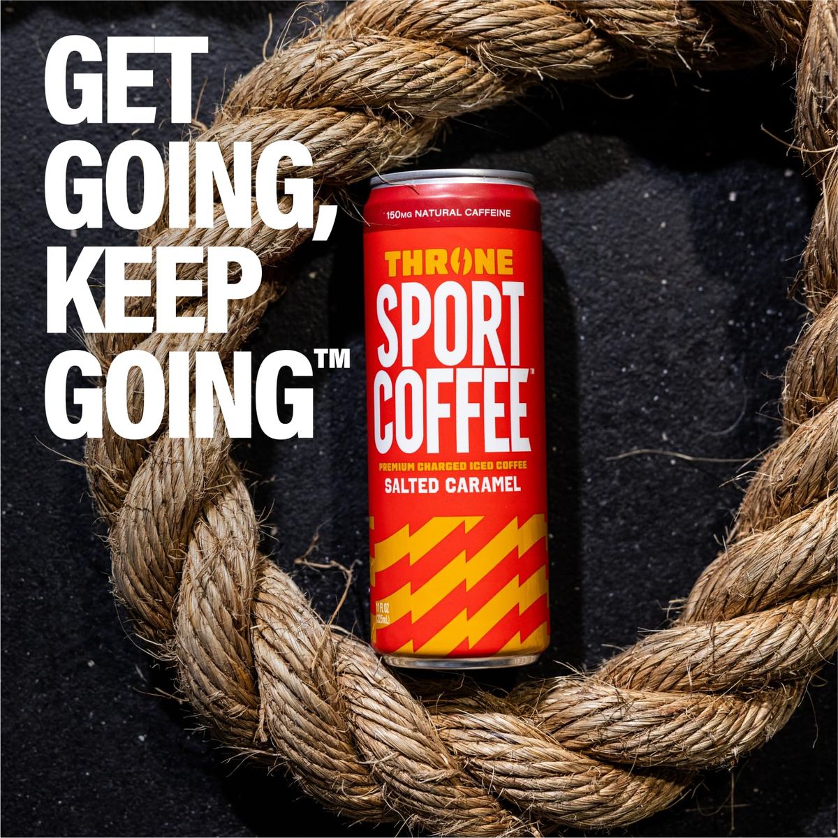 THRONE SPORT COFFEE Salted Caramel Iced Coffee 150mg Natural Caffeine Low Cal Low Sugar Dairy Free Cold Brew 11oz 12PK