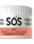 SOS Hydration Electrolyte Powder Drink Mix Supplement | Daily Hydration & Energy | Added Essential Vitamins | Low Sugar | 31 Servings (Guava)