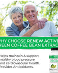 Renew Actives Coffee Bean Extract: 800mg Green Coffee Bean Extract Capsules - Vegan Green Coffee Bean Powder Extract Supplement with 50% GCA to Boost Metabolism and Energy - 90 Pills