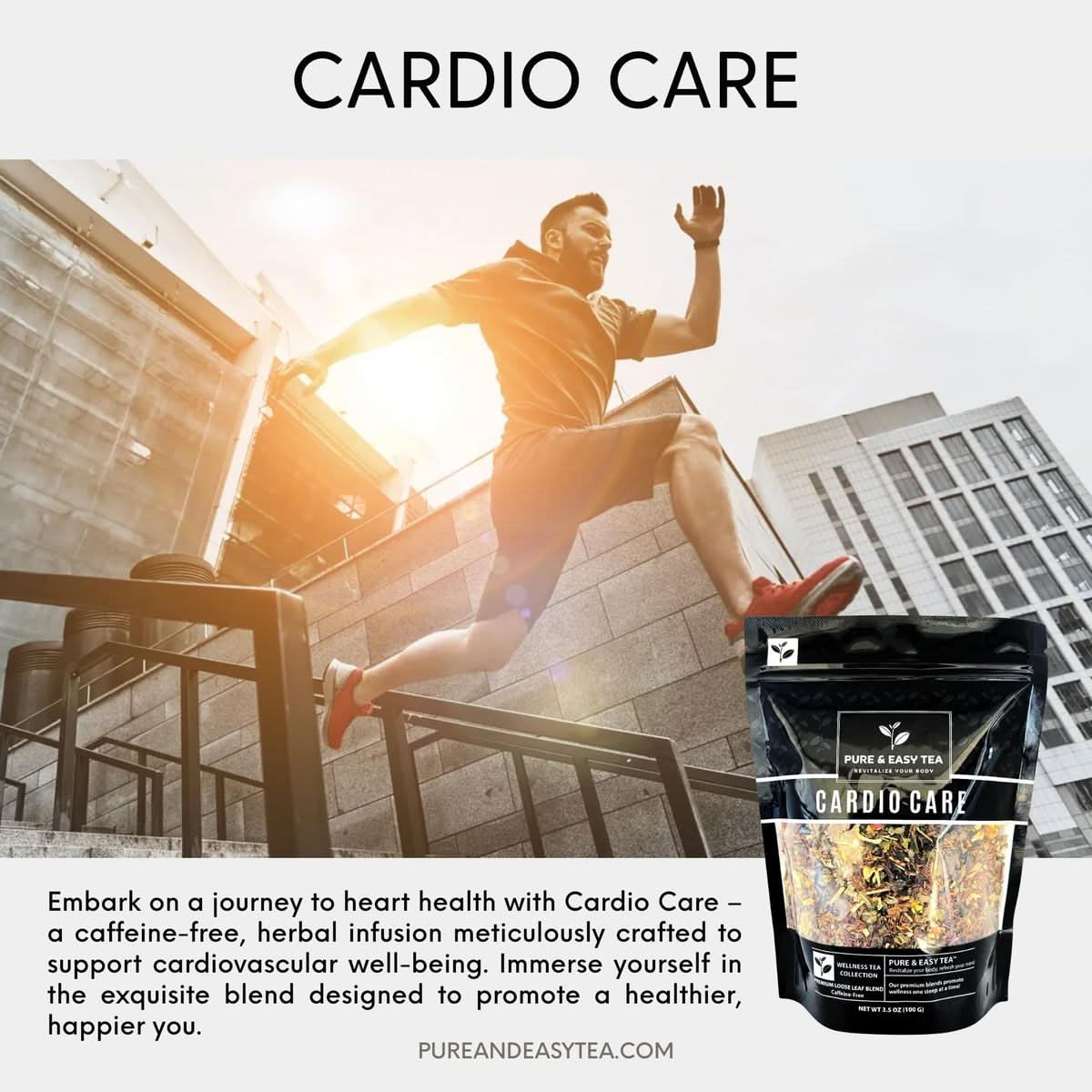 Pure And Easy Tea Cardio Care Supports Healthy Heart  Blood Pressure 100 Natural Herbal Infusion Wellness Tea CaffeineFree Loose Leaf Tea Blend 100g354oz