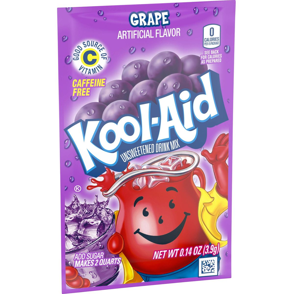 KoolAid Unsweetened Caffiene Free Grape Zero Calories Powdered Drink Mix 1 Count Pitcher Packet