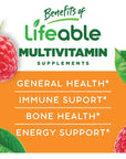 Lifeable Sugar Free Multivitamin - Great Tasting Natural Flavor Gummy - with Vitamin A, C, D, E, Niacin, B6, Folate, B12, Biotin, Pantothenic Acid, Iodine, Zinc, Chromium, and Molybdenum - 90 Gummies