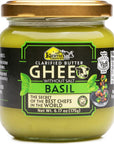 Clarified GHEE Butter Unsalted,natural BASIL flavor, Kosher, Keto Friendly, gluten free, glass jar x 6,17 oz, tastes amazing, rich flavor, 100% natural, KARAVANSAY Alimentos Naturales,