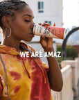 AMAZ Organic Sparkling Yerba Mate Tea with Adaptogens  Natural Energy Focus  Immunity  Plantbased  Zero Calories  Zero Sugar  Vegan  Sweetened with Monk Fruit  80mg Organic Caffeine  Sustainably Sourced from Regenerative Agroforestry Acai Blueberry