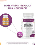 Body Kitchen Mega NAC (N-Acetyl Cysteine) 600 mg with Quercetin, Supports Respiratory Health and Immune Function and Promotes Liver and Kidney Detox, Veggie Caps, (Pack of 1)