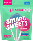 SmartSweets Lollipops, 3oz, Blue Raspberry & Watermelon Flavors, Hard Candy with Low Sugar (1g), Low Calorie (40), No Artificial Sweeteners, Plant-Based, Gluten-Free