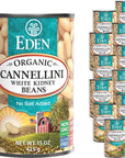 Eden Organic Cannellini White Kidney Beans No Salt Added 15Ounce Cans Pack of 12