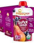 HAPPYTOT Organics Super Foods Stage 4, Pears, Blueberries & Beets + Super Chia, 4.22 Ounce Pouch (Pack of 16) packaging may vary