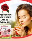 Vegs Rose Petals Tea  100 Pure Red Rose 30 Tea Bags  Organic Real Rose Flower Herbal Tea Caffeine Free  Premium Food Grade Rose Petals