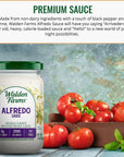 Walden Farms Light Alfredo Sauce, 12 oz. Jar - Thick & Creamy, Fresh and Flavorful, Vegan, Paleo & Keto Friendly, Non-Dairy Milk Substitute, 0g Net Carbs - Perfect for Chicken, Fish, Scampi, and More